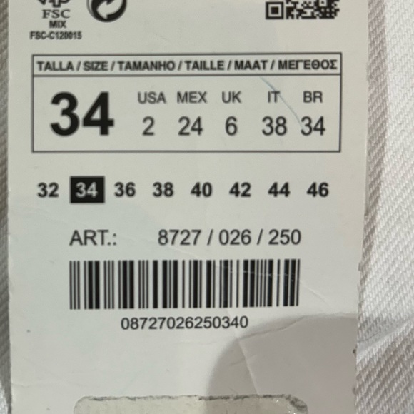 Women's Zara Hi-Rise Full Length Wide Leg White Denim Raw Hem Size 2/34L NWT - Picture 13 of 13